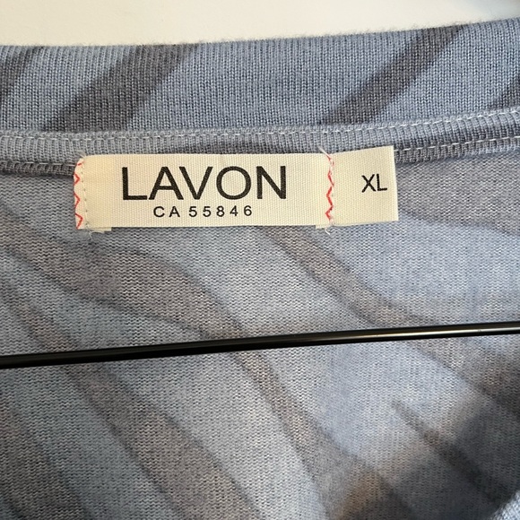 Lavon Blue Gray Zebra Print V-Neck Sweater Size XL - Picture 3 of 4